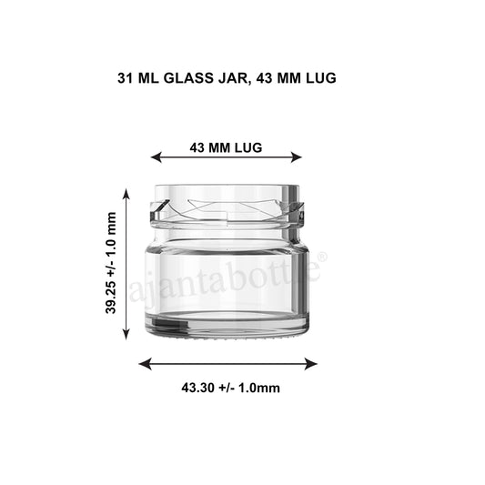 Ajanta 31 ml Lug Round Glass Jar 43 mm Lug Neck