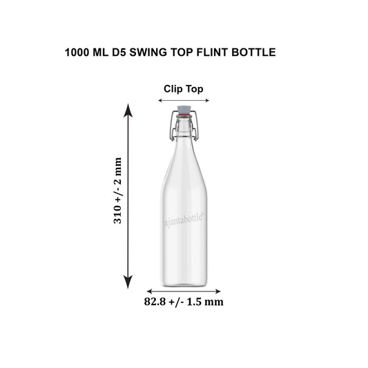 1000 ML WATER D5-CLIPTOP FLINT BOTTLE