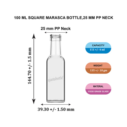 100ml Ajanta Glass bottle (Square)