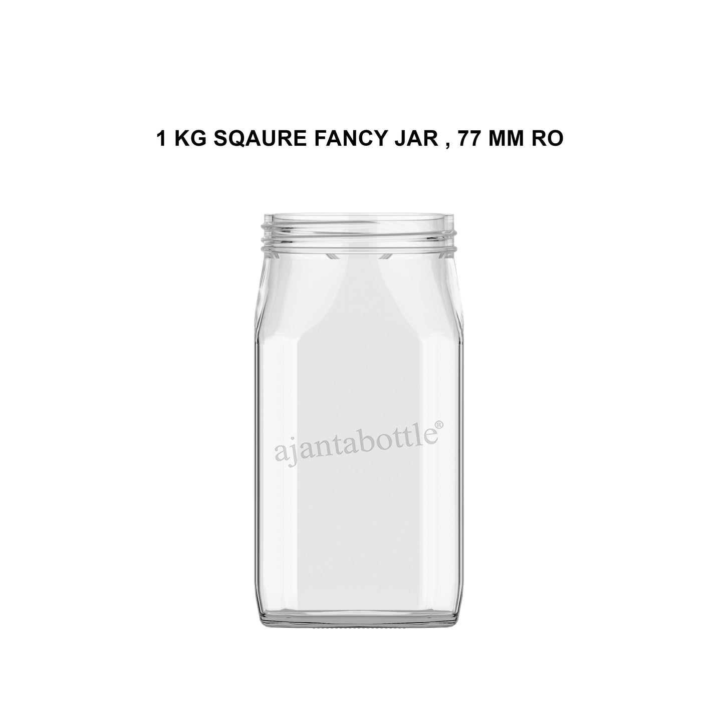 1 Kg Square Fancy (Honey) Glass Jar 77 mm RO Neck