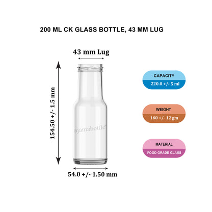 200 ml CK Glass Bottle 43 mm Lug Neck