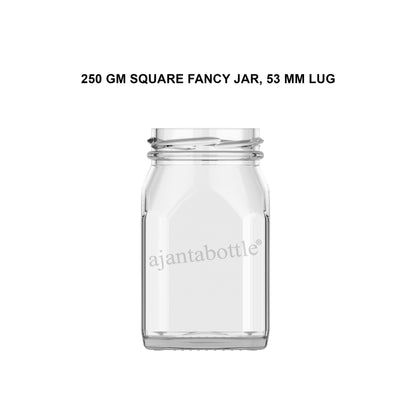 250 gm Square Fancy Glass Jar
