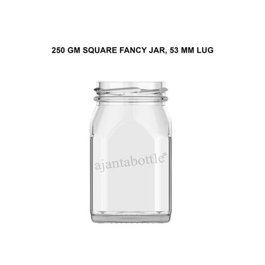 250 gm Square Fancy Glass Jar
