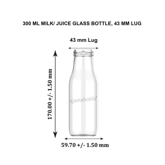 300 ml Juice Round Glass Bottle 43 mm Lug Neck