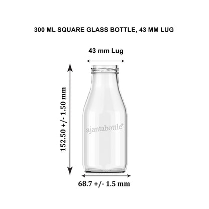 300ml Ajanta Glass bottle (Square)