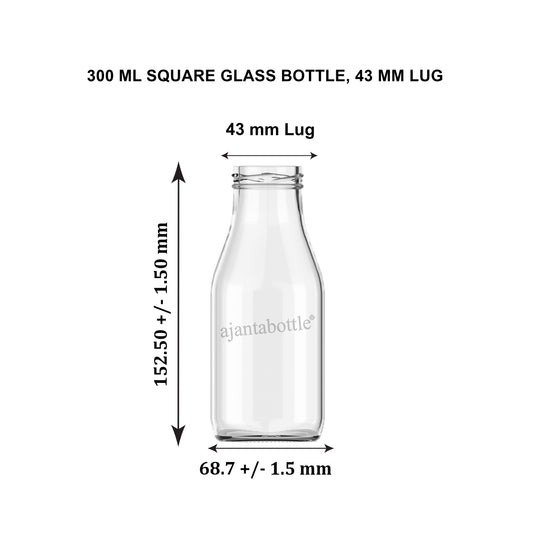 300ml Ajanta Glass bottle (Square)