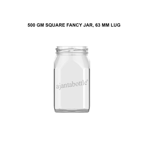 500 gm Square Fancy Glass Jar
