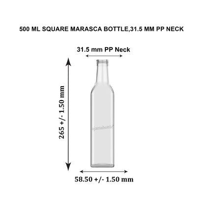 500 ml Square Marasca (Oil) Glass Bottle