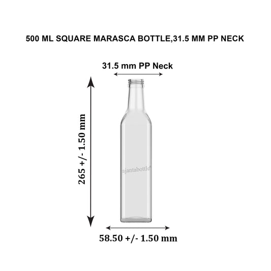 500 ml Square Marasca (Oil) Glass Bottle