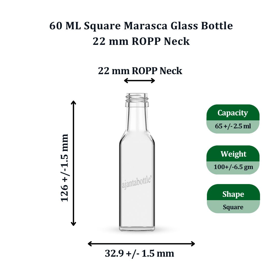 60ml Ajanta Glass bottle (Square)