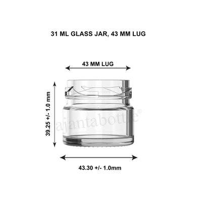 Ajanta 31 ml Lug Round Glass Jar 43 mm Lug Neck