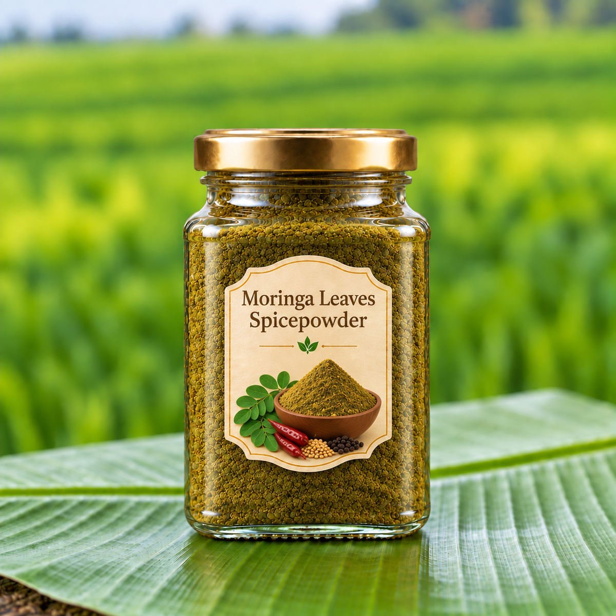 దంచిన మునగాకు కారం పొడి | Stone Mortar Drumstick/Moringa leaves Spice powder