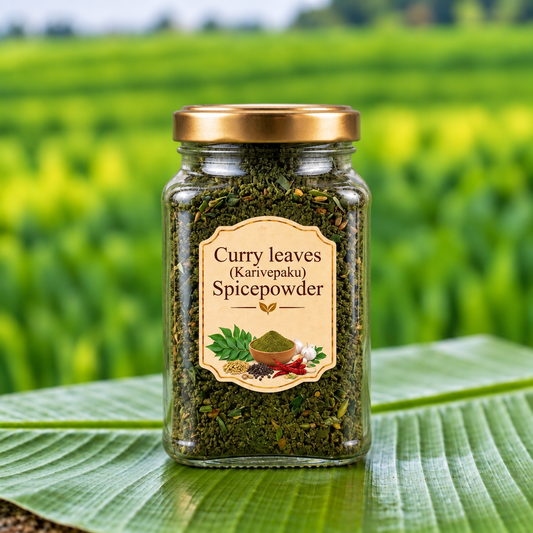 దంచిన కరివేపాకు కారం పొడి | Stone Mortar Curry leaf spice powder