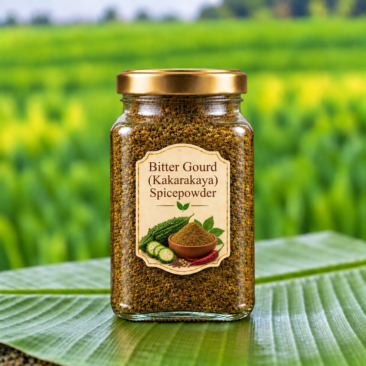 దంచిన కాకరకాయ కారం పొడి |  Stone Mortar Bitter Gourd Spice Powder